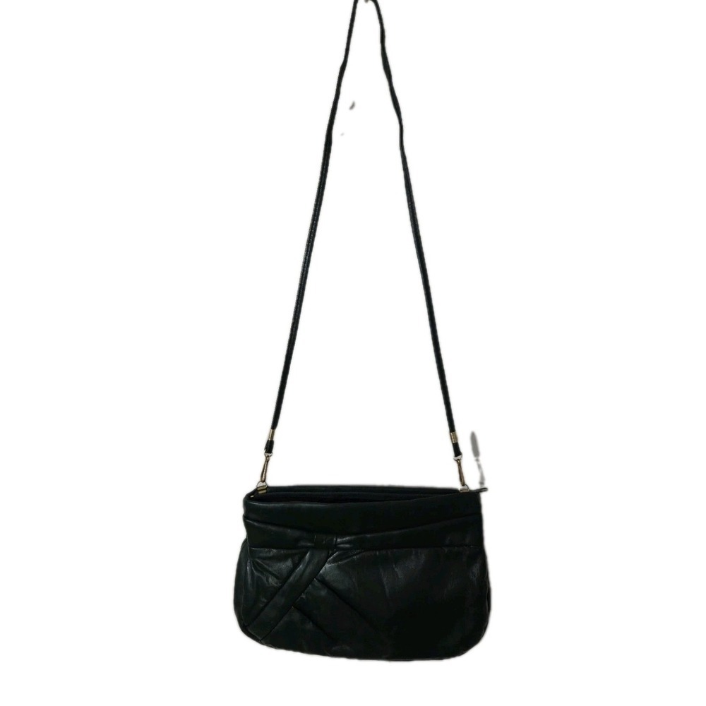 Vintage 1970s Dark Green Leather Clutch Shoulder Bag - Picture 2 of 8
